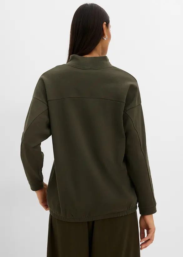 Sweatshirt med fladdermus&auml;rmar, av materialmix med ekologisk bomull, bonprix