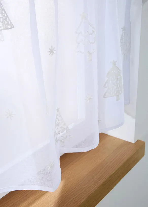 Caf&eacute;gardin med broderi och &aring;tervunnen polyester, bonprix
