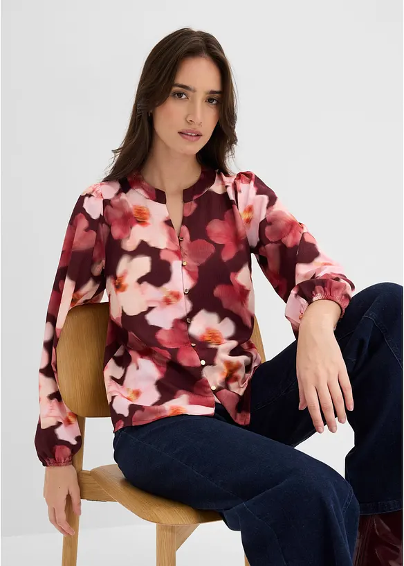 Blus i kr&auml;pp med struktur, bonprix