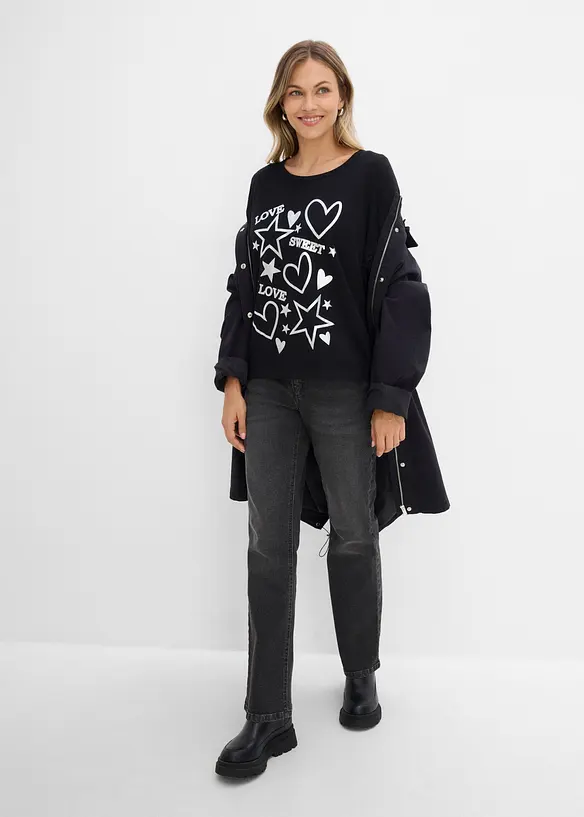 Oversizetopp i bomullsmix, bonprix