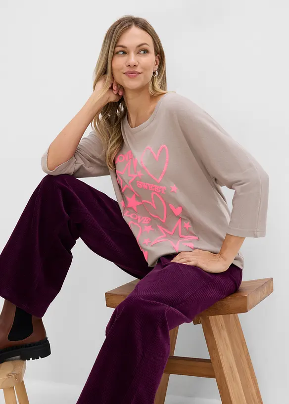 Oversizetopp i bomullsmix, bonprix