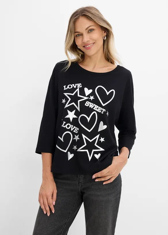 Oversizetopp i bomullsmix, bonprix
