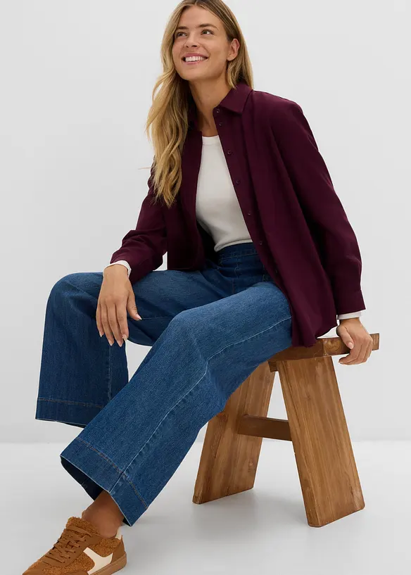 Wide Leg Jeans, High Waist, med p&aring;sydda fickor, bonprix