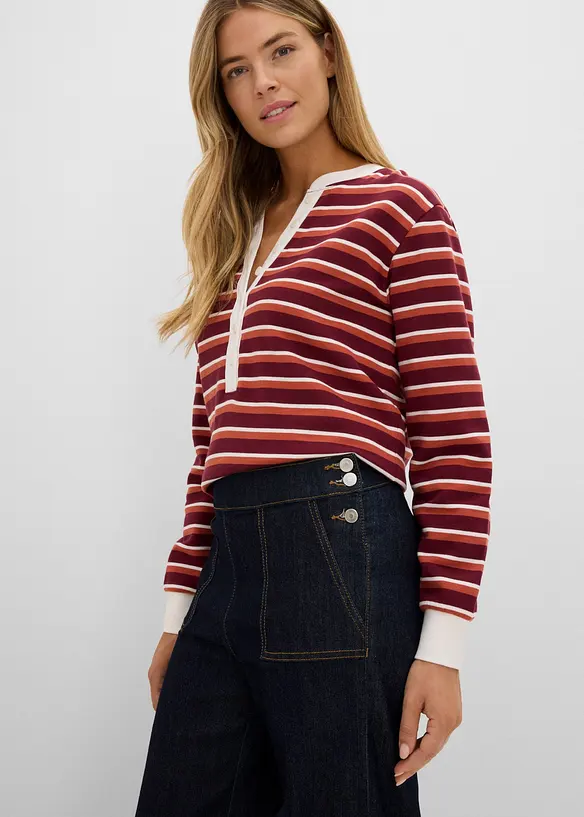 Wide Leg Jeans, High Waist, med p&aring;sydda fickor, bonprix