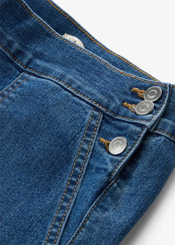 Wide Leg Jeans, High Waist, med p&aring;sydda fickor, bonprix
