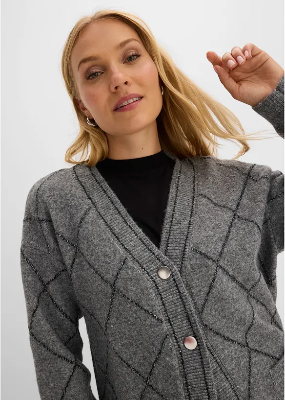 L&aring;ng cardigan med glittriga effekter, bonprix