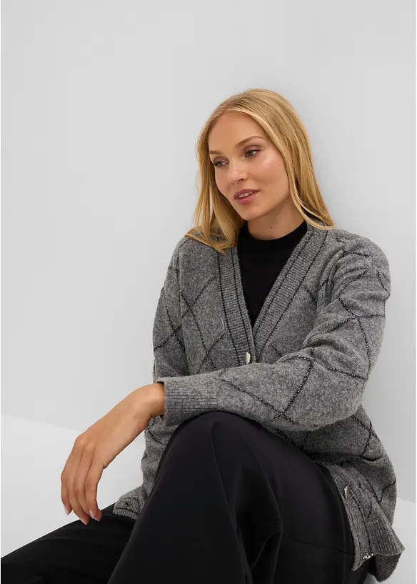 L&aring;ng cardigan med glittriga effekter, bonprix