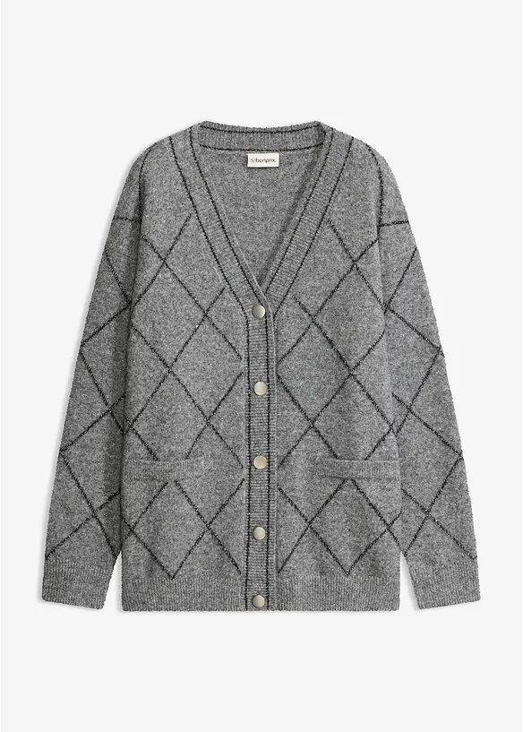 L&aring;ng cardigan med glittriga effekter, bonprix