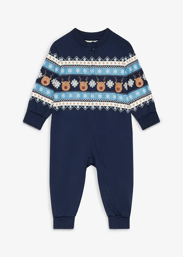 Jumpsuit av ruggat material med ekologisk bomull och julm&ouml;nster, bonprix