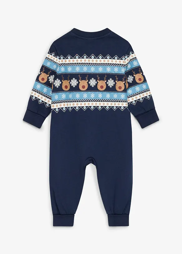 Jumpsuit av ruggat material med ekologisk bomull och julm&ouml;nster, bonprix
