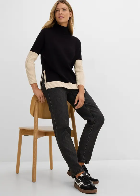 Mom-jeans High Waist, med bekv&auml;m midja, bonprix