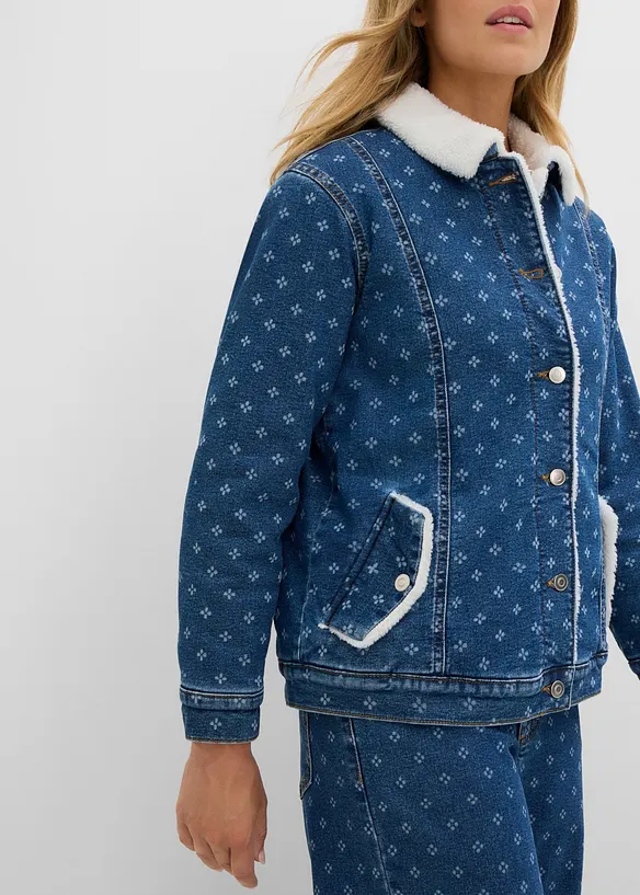 Jeansjacka med v&auml;rmande foder och teddyp&auml;ls, bonprix