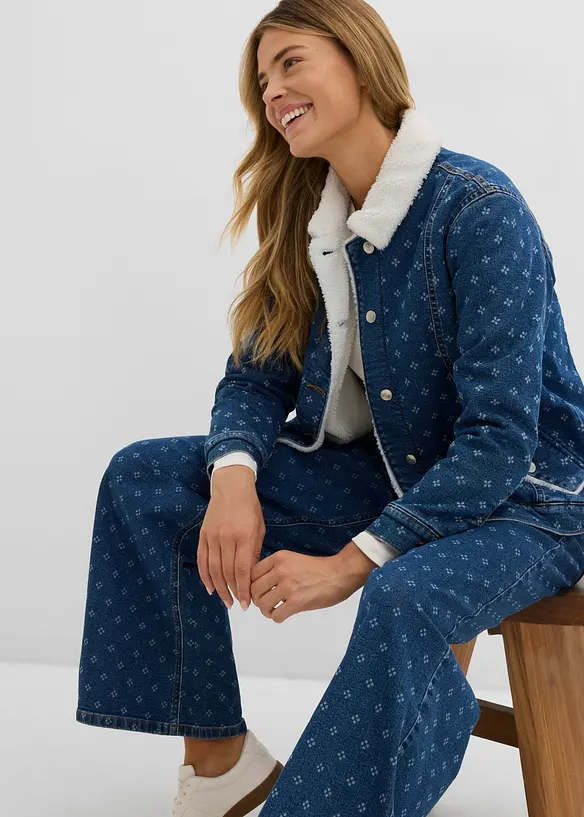 Jeansjacka med v&auml;rmande foder och teddyp&auml;ls, bonprix