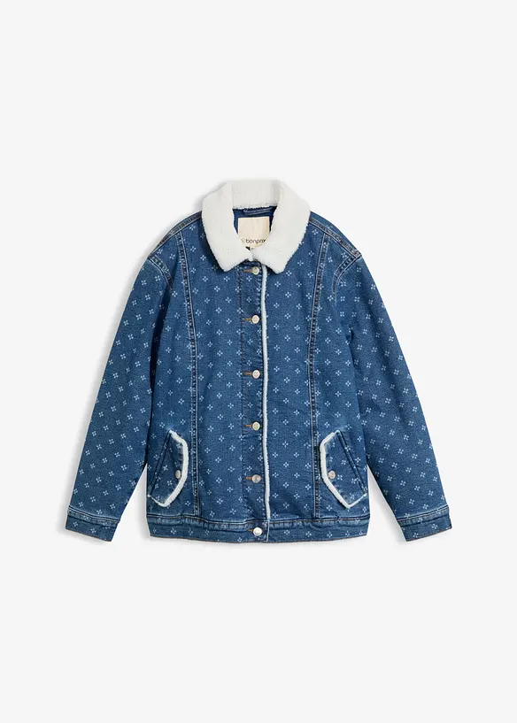 Jeansjacka med v&auml;rmande foder och teddyp&auml;ls, bonprix