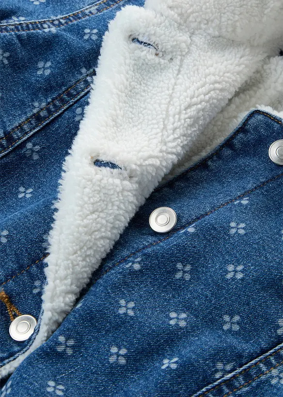 Jeansjacka med v&auml;rmande foder och teddyp&auml;ls, bonprix