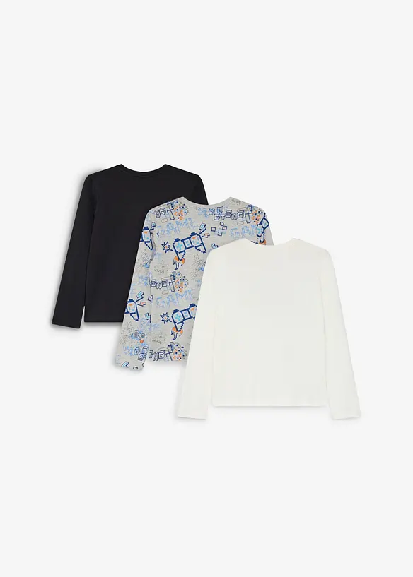 L&aring;ng&auml;rmad T-shirt i ekologisk bomull (3-pack), bonprix