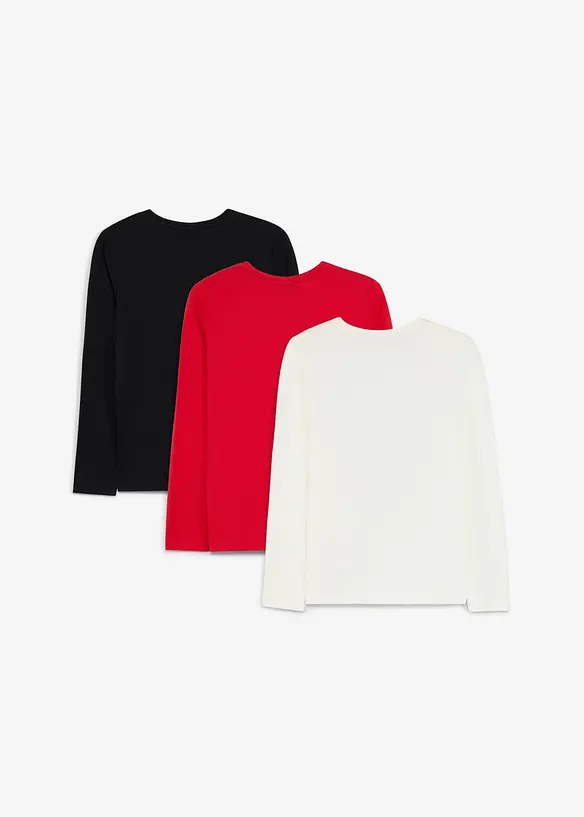 L&aring;ng&auml;rmad T-shirt i ekologisk bomull (3-pack), bonprix