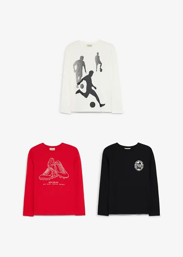 L&aring;ng&auml;rmad T-shirt i ekologisk bomull (3-pack), bonprix