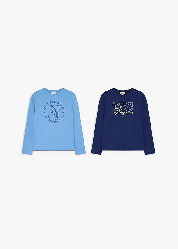L&aring;ng&auml;rmad T-shirt i ekologisk bomull (2-pack), bonprix