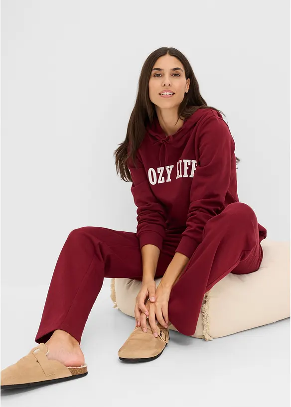 Sweatshirt med huva och trik&aring;byxa, bonprix