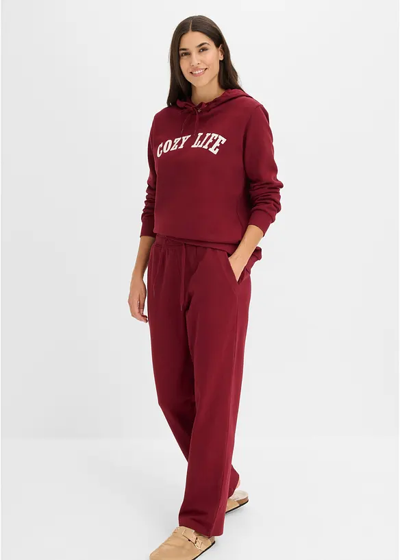 Sweatshirt med huva och trik&aring;byxa, bonprix