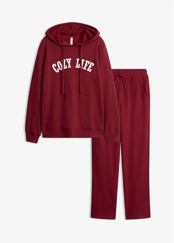 Sweatshirt med huva och trik&aring;byxa, bonprix