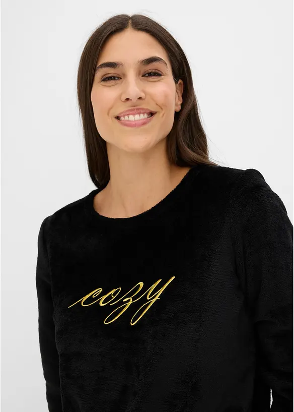 Mystr&ouml;ja av fleece med broderi, bonprix