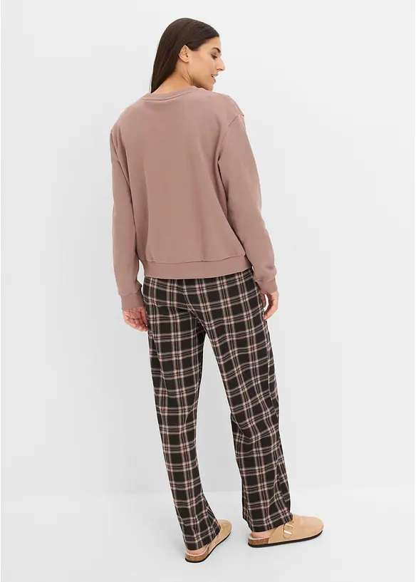Sk&ouml;n sweatshirt med flanellbyxa, bonprix