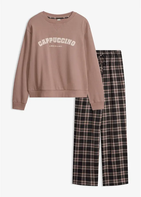 Sk&ouml;n sweatshirt med flanellbyxa, bonprix