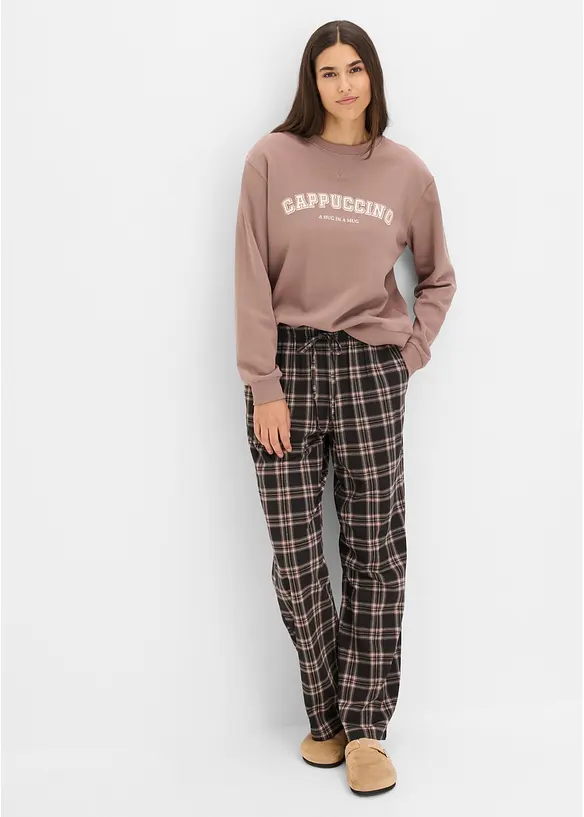 Sk&ouml;n sweatshirt med flanellbyxa, bonprix