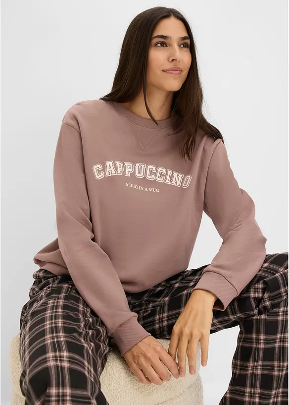 Sk&ouml;n sweatshirt med flanellbyxa, bonprix