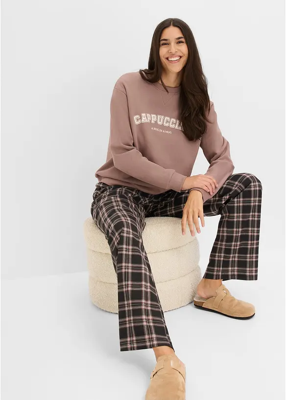 Sk&ouml;n sweatshirt med flanellbyxa, bonprix
