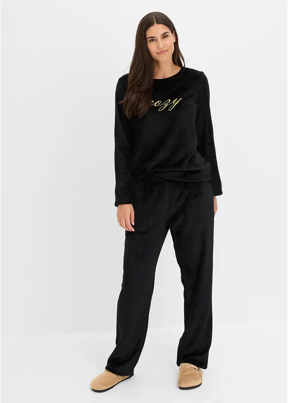 Mystr&ouml;ja av fleece med broderi, bonprix