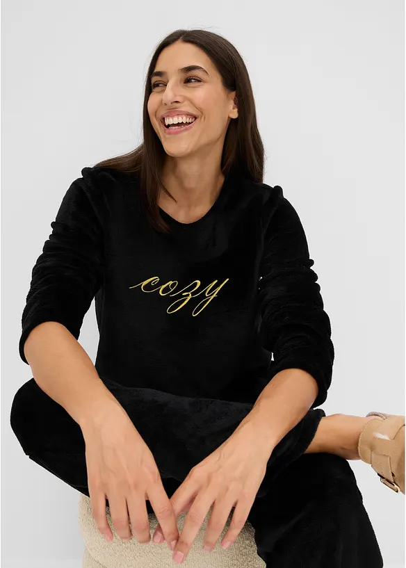 Mystr&ouml;ja av fleece med broderi, bonprix