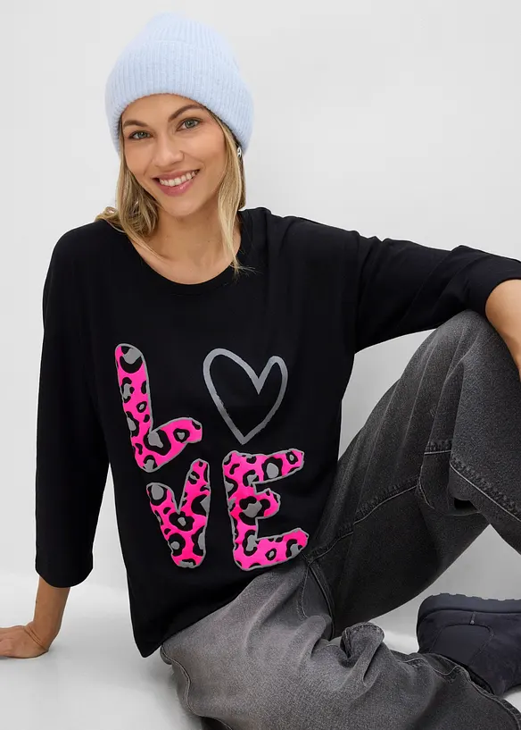 Oversizetopp i bomullsmix, bonprix