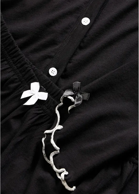 Pyjamas i mjuk bomull med knappsl&aring;, bonprix