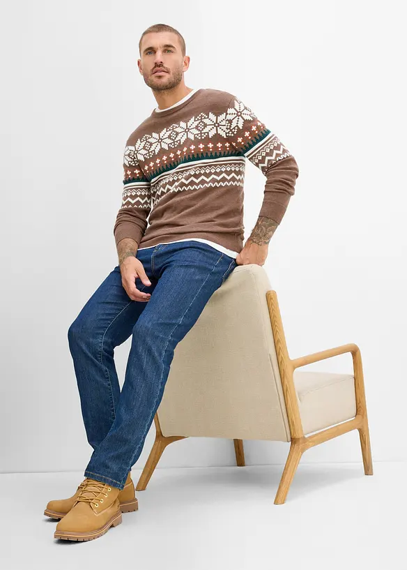 Stickad tr&ouml;ja med lusem&ouml;nster i Regular Fit, bonprix