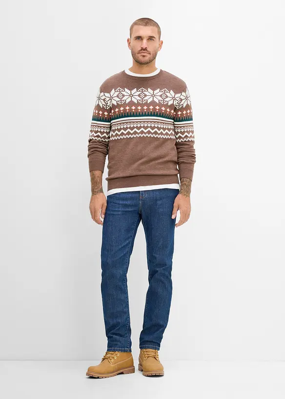 Stickad tr&ouml;ja med lusem&ouml;nster i Regular Fit, bonprix