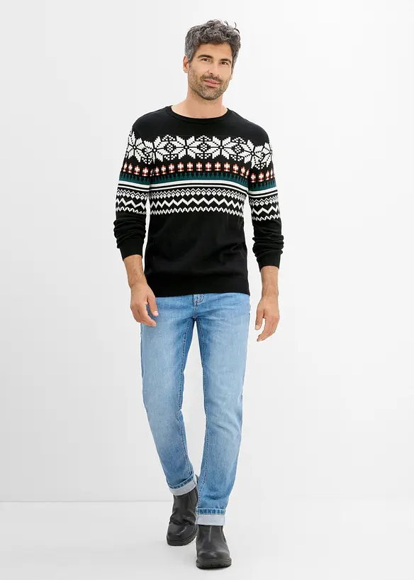 Stickad tr&ouml;ja med lusem&ouml;nster i Regular Fit, bonprix