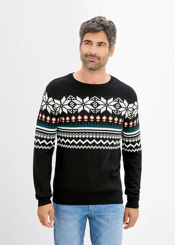 Stickad tr&ouml;ja med lusem&ouml;nster i Regular Fit, bonprix