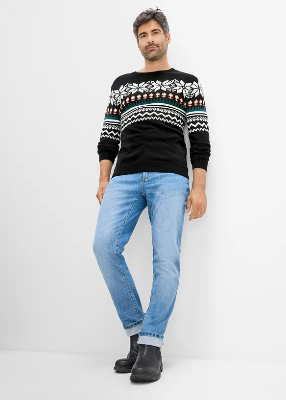 Stickad tr&ouml;ja med lusem&ouml;nster i Regular Fit, bonprix