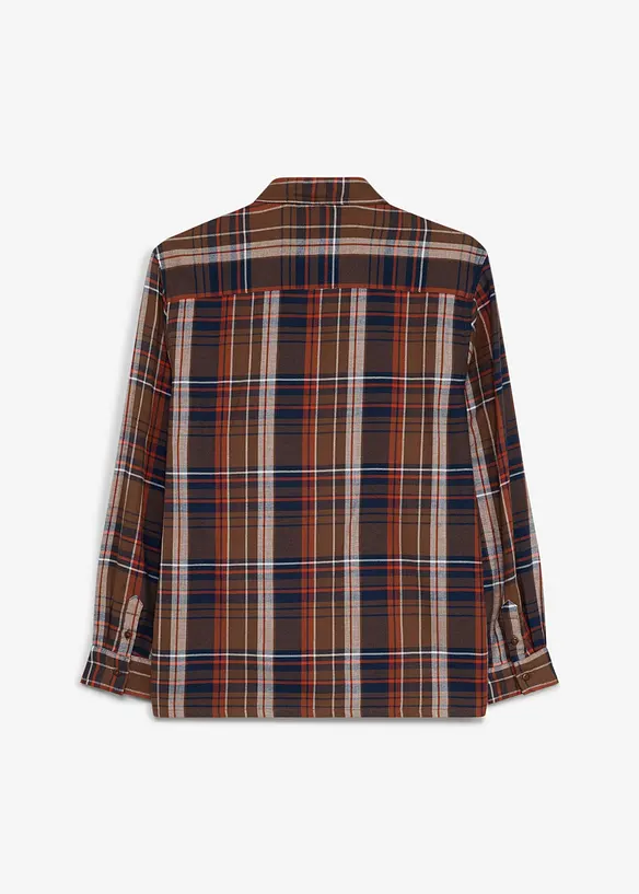 Rutig flanellskjorta i oversizemodell med br&ouml;stficka, bonprix
