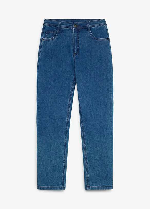 Regular Fit Stretch Jeans med rutigt jerseyfoder, bonprix