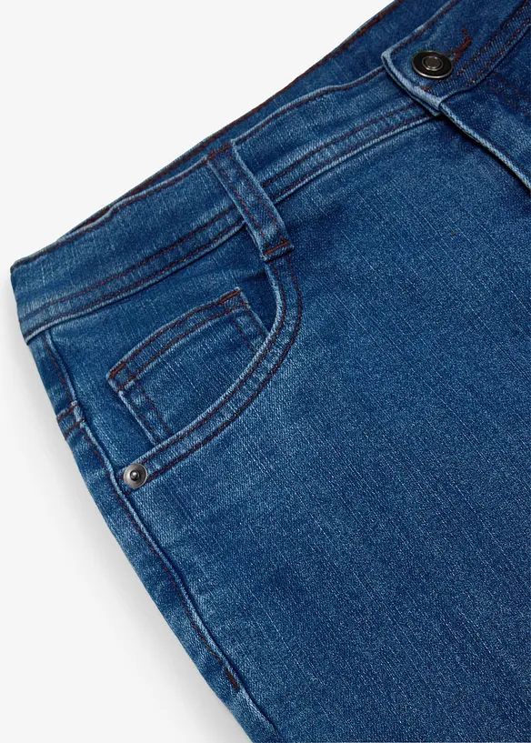 Regular Fit Stretch Jeans med rutigt jerseyfoder, bonprix