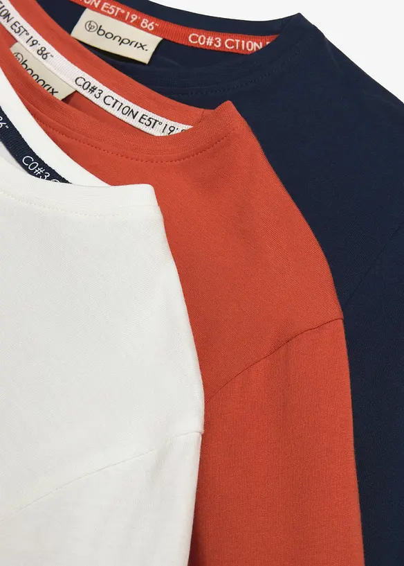 L&aring;ng&auml;rmad T-shirt med ekologisk bomull (3-pack), bonprix