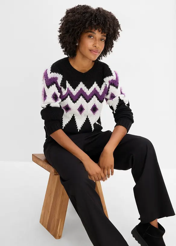 Grovstickad Fair Isle-tr&ouml;ja, bonprix