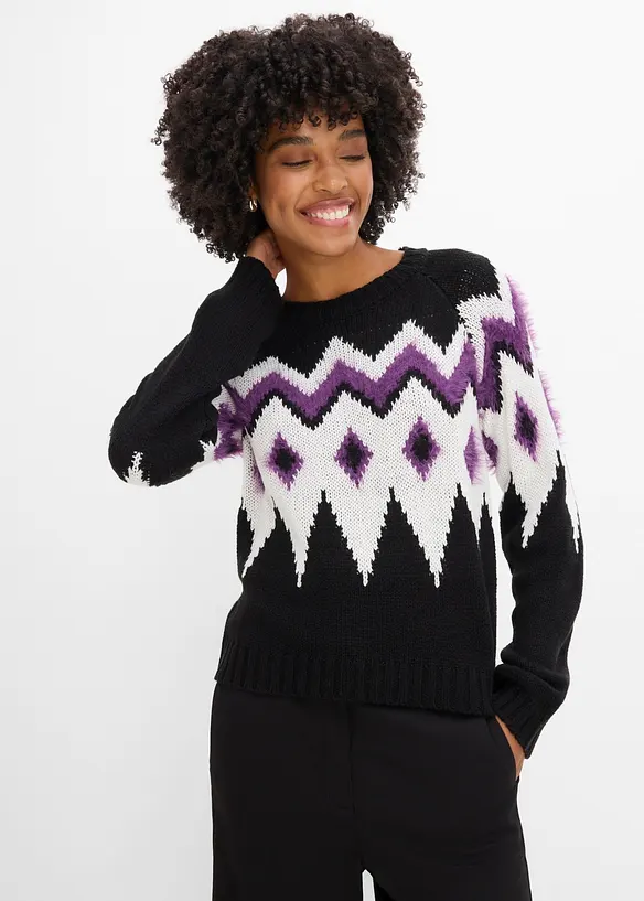 Grovstickad Fair Isle-tr&ouml;ja, bonprix