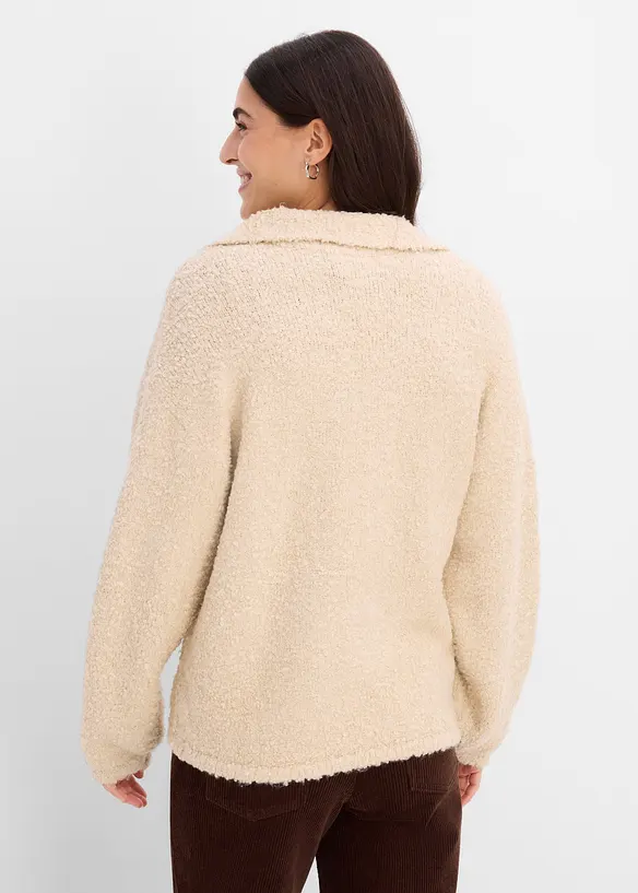 Tr&ouml;ja med krage och boucl&eacute;stil, bonprix