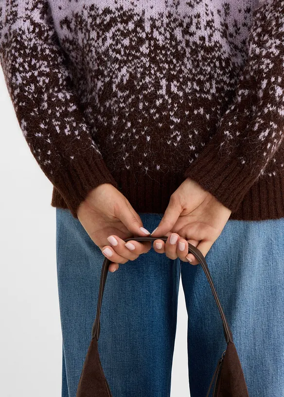 Stickad tr&ouml;ja med fluffigt garn, bonprix