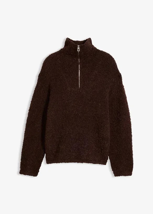 Tr&ouml;ja med krage och boucl&eacute;stil, bonprix